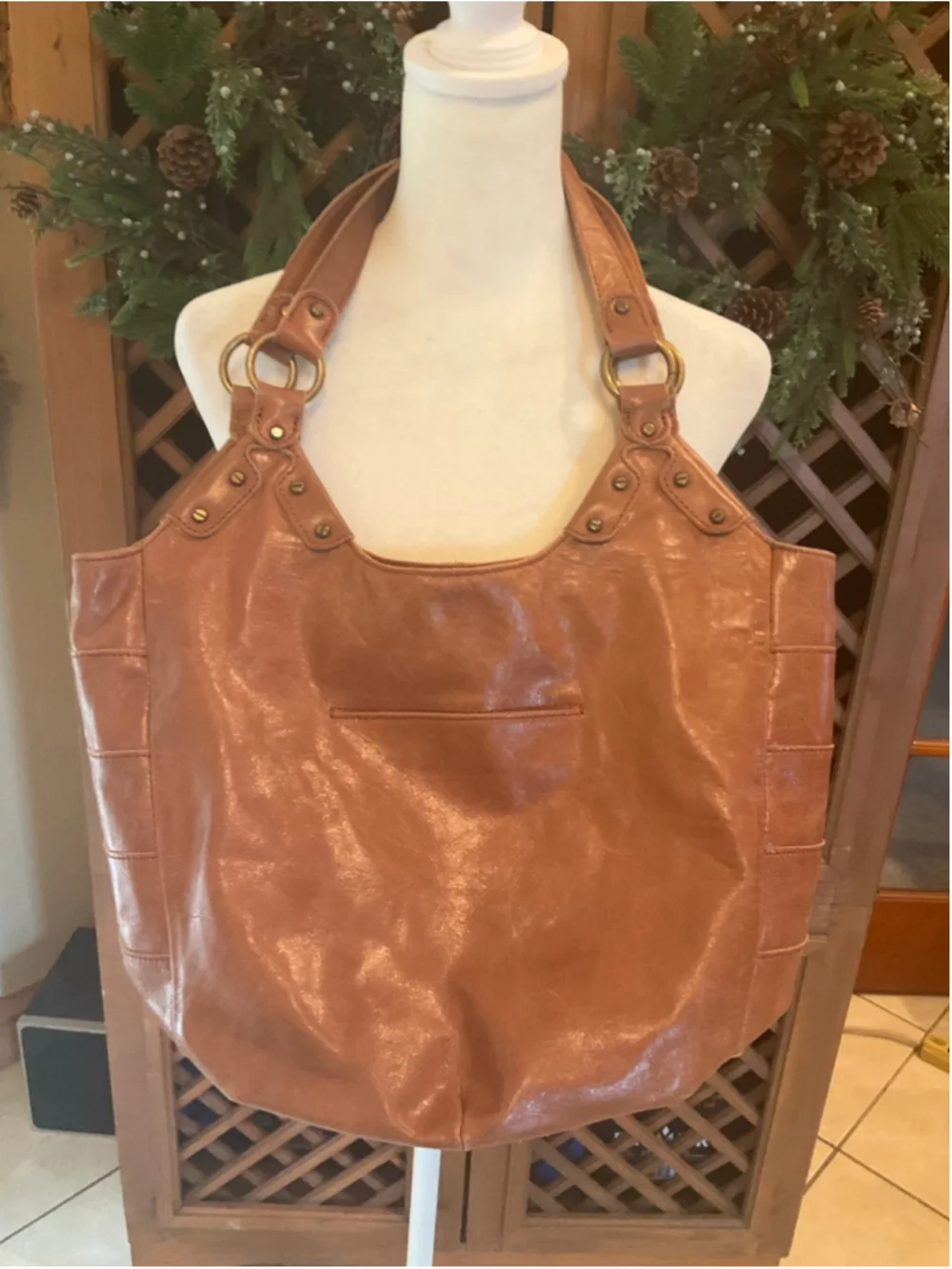 The Sak Brown Leather Patchwork Shoulder Bag Boho Hobo Purse - Picture 4 of 10